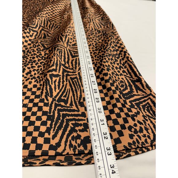 Amuse Society High Rise Midi Skirt Size S Tan Brown Black Leopard Animal Geo - Picture 9 of 9